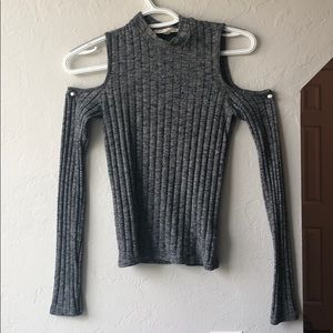 Grey and black off the shoulder top.